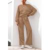 imagePRETTYGARDEN Women 2 Piece Outfits 2026 Spring Sweatsuits Crewneck Sweatshirt Wide Leg Sweatpants Lounge Sets TracksuitKhaki