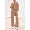 imagePRETTYGARDEN Women 2 Piece Outfits 2026 Spring Sweatsuits Crewneck Sweatshirt Wide Leg Sweatpants Lounge Sets TracksuitKhaki