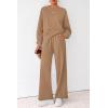 imagePRETTYGARDEN Women 2 Piece Outfits 2026 Spring Sweatsuits Crewneck Sweatshirt Wide Leg Sweatpants Lounge Sets TracksuitKhaki