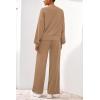 imagePRETTYGARDEN Women 2 Piece Outfits 2026 Spring Sweatsuits Crewneck Sweatshirt Wide Leg Sweatpants Lounge Sets TracksuitKhaki