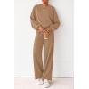 imagePRETTYGARDEN Women 2 Piece Outfits 2026 Spring Sweatsuits Crewneck Sweatshirt Wide Leg Sweatpants Lounge Sets TracksuitKhaki