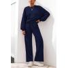 imagePRETTYGARDEN Women 2 Piece Outfits 2026 Spring Sweatsuits Crewneck Sweatshirt Wide Leg Sweatpants Lounge Sets TracksuitNavy Blue