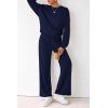imagePRETTYGARDEN Women 2 Piece Outfits 2026 Spring Sweatsuits Crewneck Sweatshirt Wide Leg Sweatpants Lounge Sets TracksuitNavy Blue