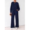 imagePRETTYGARDEN Women 2 Piece Outfits 2026 Spring Sweatsuits Crewneck Sweatshirt Wide Leg Sweatpants Lounge Sets TracksuitNavy Blue