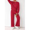 imagePRETTYGARDEN Women 2 Piece Outfits 2026 Spring Sweatsuits Crewneck Sweatshirt Wide Leg Sweatpants Lounge Sets TracksuitRed