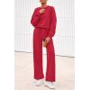 imagePRETTYGARDEN Women 2 Piece Outfits 2026 Spring Sweatsuits Crewneck Sweatshirt Wide Leg Sweatpants Lounge Sets TracksuitRed