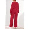 imagePRETTYGARDEN Women 2 Piece Outfits 2026 Spring Sweatsuits Crewneck Sweatshirt Wide Leg Sweatpants Lounge Sets TracksuitRed