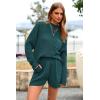 imagePRETTYGARDEN Women 2 Piece Tracksuit Set Casual Long Sleeve Pullover Top Lounge Shorts Knitted Sweater Outfit Blue GreenLarge