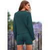 imagePRETTYGARDEN Women 2 Piece Tracksuit Set Casual Long Sleeve Pullover Top Lounge Shorts Knitted Sweater Outfit Blue GreenLarge