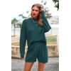 imagePRETTYGARDEN Women 2 Piece Tracksuit Set Casual Long Sleeve Pullover Top Lounge Shorts Knitted Sweater Outfit Blue GreenLarge