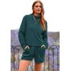 imagePRETTYGARDEN Women 2 Piece Tracksuit Set Casual Long Sleeve Pullover Top Lounge Shorts Knitted Sweater Outfit Blue GreenLarge