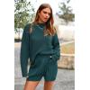 imagePRETTYGARDEN Women 2 Piece Tracksuit Set Casual Long Sleeve Pullover Top Lounge Shorts Knitted Sweater Outfit Blue GreenLarge