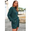 imagePRETTYGARDEN Women 2 Piece Tracksuit Set Casual Long Sleeve Pullover Top Lounge Shorts Knitted Sweater Outfit Blue GreenLarge