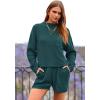 imagePRETTYGARDEN Women 2 Piece Tracksuit Set Casual Long Sleeve Pullover Top Lounge Shorts Knitted Sweater Outfit Blue GreenLarge