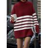 imagePRETTYGARDEN Women Oversized Striped Turtleneck Sweater 2025 Fall Fashion Long Sleeve Pullover Winter Chunky Knit Jumper TopsWine Red