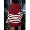 imagePRETTYGARDEN Women Oversized Striped Turtleneck Sweater 2025 Fall Fashion Long Sleeve Pullover Winter Chunky Knit Jumper TopsWine Red