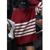 imagePRETTYGARDEN Women Oversized Striped Turtleneck Sweater 2025 Fall Fashion Long Sleeve Pullover Winter Chunky Knit Jumper TopsWine Red