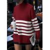 imagePRETTYGARDEN Women Oversized Striped Turtleneck Sweater 2025 Fall Fashion Long Sleeve Pullover Winter Chunky Knit Jumper TopsWine Red