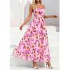 imagePRETTYGARDEN Women Strapless Maxi Dress 2026 Summer Floral Tube Top Ruched Beach Spring Wedding Guest Long DressesFloral Apricot Pink