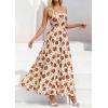 imagePRETTYGARDEN Women Strapless Maxi Dress 2026 Summer Floral Tube Top Ruched Beach Spring Wedding Guest Long DressesFloral Apricot Red