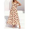 imagePRETTYGARDEN Women Strapless Maxi Dress 2026 Summer Floral Tube Top Ruched Beach Spring Wedding Guest Long DressesFloral Apricot Red
