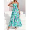 imagePRETTYGARDEN Women Strapless Maxi Dress 2026 Summer Floral Tube Top Ruched Beach Spring Wedding Guest Long DressesFloral Blue Green