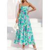 imagePRETTYGARDEN Women Strapless Maxi Dress 2026 Summer Floral Tube Top Ruched Beach Spring Wedding Guest Long DressesFloral Blue Green