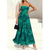 imagePRETTYGARDEN Women Strapless Maxi Dress 2026 Summer Floral Tube Top Ruched Beach Spring Wedding Guest Long DressesFloral Green