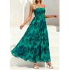 imagePRETTYGARDEN Women Strapless Maxi Dress 2026 Summer Floral Tube Top Ruched Beach Spring Wedding Guest Long DressesFloral Green