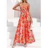 imagePRETTYGARDEN Women Strapless Maxi Dress 2026 Summer Floral Tube Top Ruched Beach Spring Wedding Guest Long DressesFloral Orange