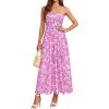 imagePRETTYGARDEN Women Strapless Maxi Dress 2026 Summer Floral Tube Top Ruched Beach Spring Wedding Guest Long DressesFloral Purple