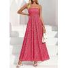 imagePRETTYGARDEN Women Strapless Maxi Dress 2026 Summer Floral Tube Top Ruched Beach Spring Wedding Guest Long DressesFloral Red