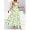 imagePRETTYGARDEN Women Strapless Maxi Dress 2026 Summer Floral Tube Top Ruched Beach Spring Wedding Guest Long DressesFloral White Light Green