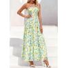 imagePRETTYGARDEN Women Strapless Maxi Dress 2026 Summer Floral Tube Top Ruched Beach Spring Wedding Guest Long DressesFloral White Light Green