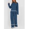 imagePRETTYGARDEN Womens 2 Piece Lounge Sets 2024 Winter Travel Outfits Long Sleeve Pullover Sweater Wide Leg Pants Tracksuits BlueMedium