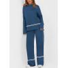 imagePRETTYGARDEN Womens 2 Piece Lounge Sets 2024 Winter Travel Outfits Long Sleeve Pullover Sweater Wide Leg Pants Tracksuits BlueMedium