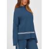 imagePRETTYGARDEN Womens 2 Piece Lounge Sets 2024 Winter Travel Outfits Long Sleeve Pullover Sweater Wide Leg Pants Tracksuits BlueMedium