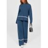imagePRETTYGARDEN Womens 2 Piece Lounge Sets 2024 Winter Travel Outfits Long Sleeve Pullover Sweater Wide Leg Pants Tracksuits BlueMedium