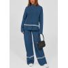 imagePRETTYGARDEN Womens 2 Piece Lounge Sets 2024 Winter Travel Outfits Long Sleeve Pullover Sweater Wide Leg Pants Tracksuits BlueMedium
