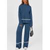imagePRETTYGARDEN Womens 2 Piece Lounge Sets 2024 Winter Travel Outfits Long Sleeve Pullover Sweater Wide Leg Pants Tracksuits BlueMedium