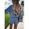 imagePRETTYGARDEN Womens 2 Piece Outfits 2024 Winter Long Sleeve V Neck Knit Pullover And Shorts Sweater Tracksuit Sets Grey BlueMedium