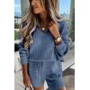 imagePRETTYGARDEN Womens 2 Piece Outfits 2024 Winter Long Sleeve V Neck Knit Pullover And Shorts Sweater Tracksuit Sets Grey BlueMedium