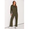 imagePRETTYGARDEN Womens 2 Piece Outfits 2026 Fall Long Sleeve Sweatshirt Wide Leg Pants Lounge Sets Winter Sweatsuits TracksuitArmy Green