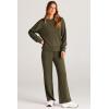 imagePRETTYGARDEN Womens 2 Piece Outfits 2026 Fall Long Sleeve Sweatshirt Wide Leg Pants Lounge Sets Winter Sweatsuits TracksuitArmy Green