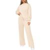 imagePRETTYGARDEN Womens 2 Piece Outfits 2026 Fall Long Sleeve Sweatshirt Wide Leg Pants Lounge Sets Winter Sweatsuits TracksuitBeige
