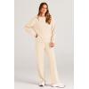 imagePRETTYGARDEN Womens 2 Piece Outfits 2026 Fall Long Sleeve Sweatshirt Wide Leg Pants Lounge Sets Winter Sweatsuits TracksuitBeige