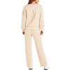imagePRETTYGARDEN Womens 2 Piece Outfits 2026 Fall Long Sleeve Sweatshirt Wide Leg Pants Lounge Sets Winter Sweatsuits TracksuitBeige