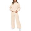 imagePRETTYGARDEN Womens 2 Piece Outfits 2026 Fall Long Sleeve Sweatshirt Wide Leg Pants Lounge Sets Winter Sweatsuits TracksuitBeige