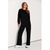 imagePRETTYGARDEN Womens 2 Piece Outfits 2026 Fall Long Sleeve Sweatshirt Wide Leg Pants Lounge Sets Winter Sweatsuits TracksuitBlack