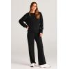 imagePRETTYGARDEN Womens 2 Piece Outfits 2026 Fall Long Sleeve Sweatshirt Wide Leg Pants Lounge Sets Winter Sweatsuits TracksuitBlack